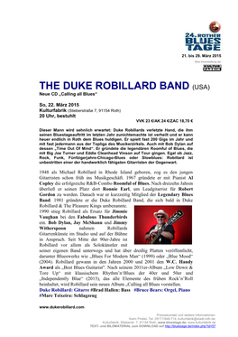 THE DUKE ROBILLARD BAND (USA) Neue CD „Calling All Blues“