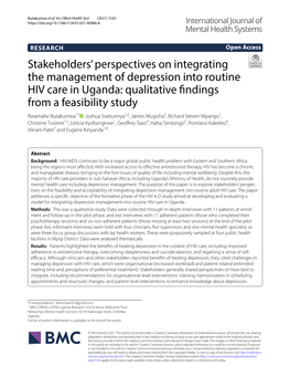 Stakeholders' Perspectives on Integrating the Management Of