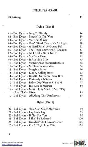 INHALTSANGABE Einleitung 11 Dylan [Disc 1] 01