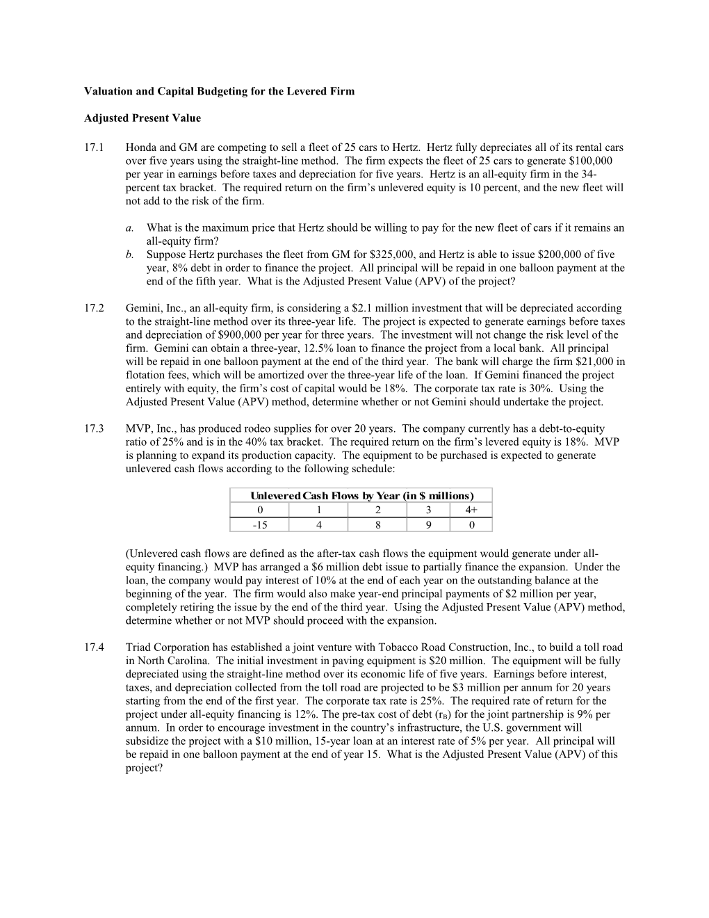 Valuation and Capital Budgeting for the Levered Firm