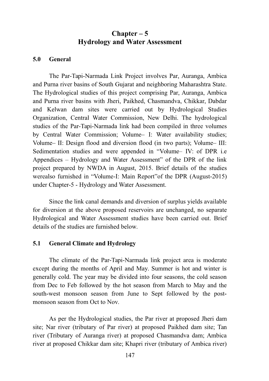 Hydrology and Water Assessment