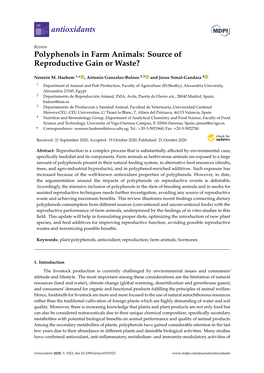 Polyphenols in Farm Animals: Source of Reproductive Gain Or Waste?