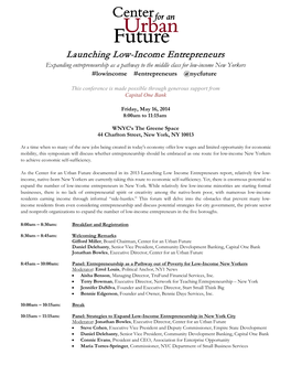 Launching Low-Income Entrepreneurs Expanding Entrepreneurship As a Pathway to the Middle Class for Low-Income New Yorkers #Lowincome #Entrepreneurs @Nycfuture