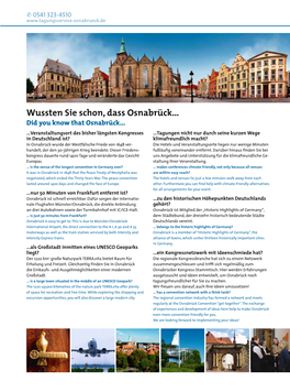Wussten Sie Schon, Dass Osnabrück… Did You Know That Osnabrück…