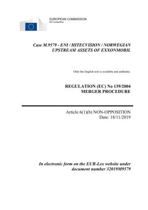 Case M.9579 - ENI / HITECVISION / NORWEGIAN UPSTREAM ASSETS of EXXONMOBIL