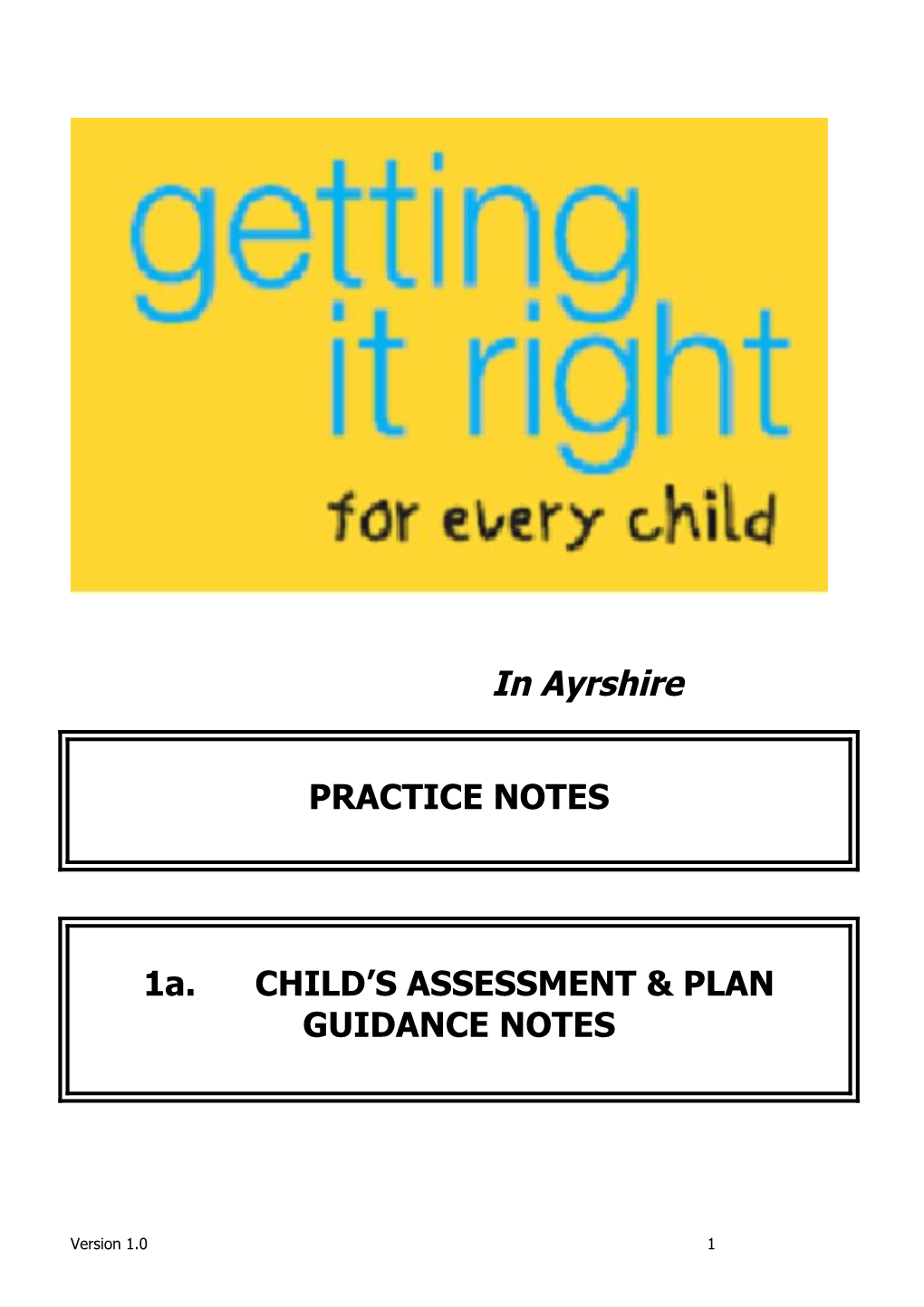 Guidance Notes for Child S Assessment and Plan