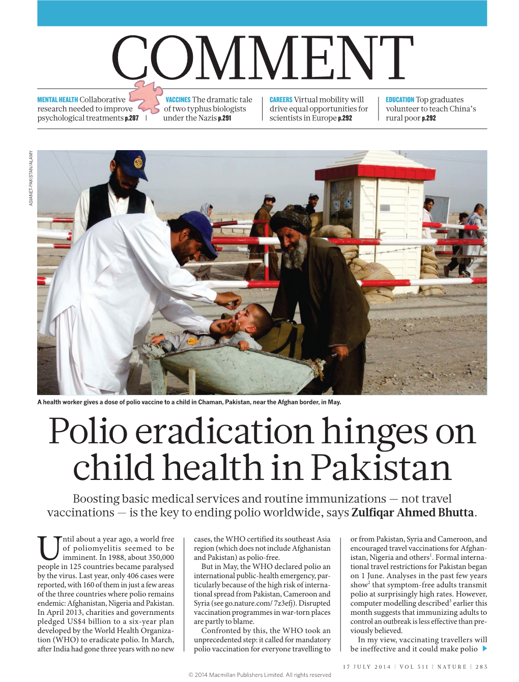 Polio Eradication Hinges on Child Health in Pakistan