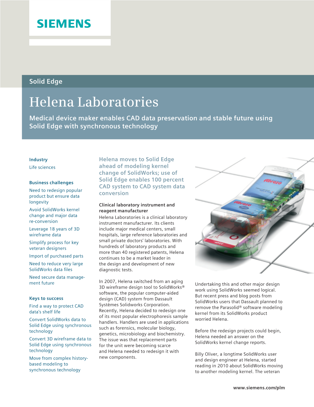 Helena Laboratories Solid Edge Customer Success Story