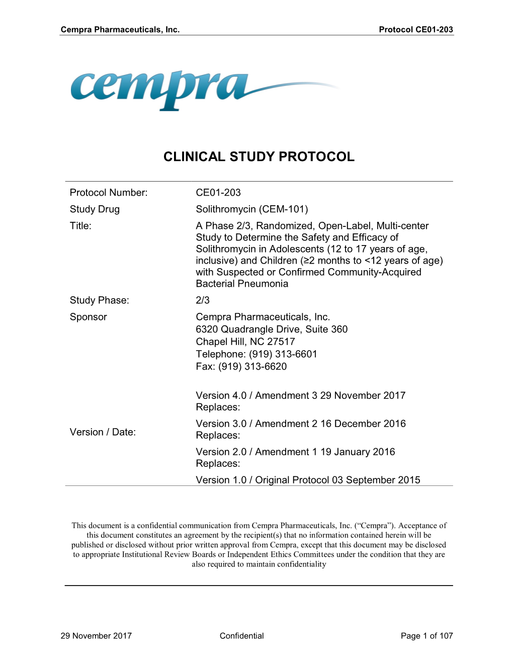 Clinical Study Protocol