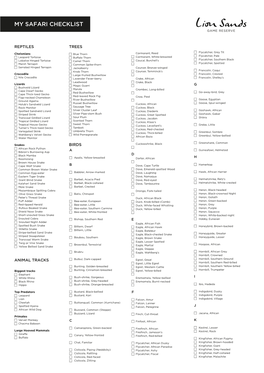 My Safari Checklist