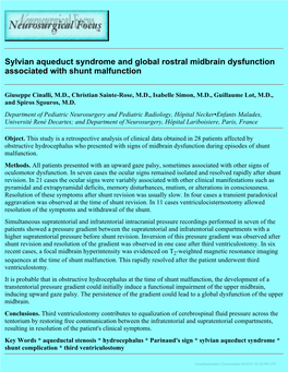 Sylvian Aqueduct Syndrome and Global Rostral Midbrain Dysfunction Associated with Shunt Malfunction