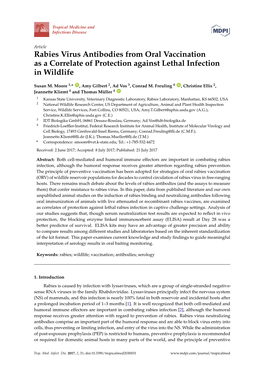Rabies Virus Antibodies from Oral Vaccination As a Correlate of Protection Against Lethal Infection in Wildlife