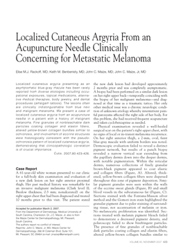 Localized Cutaneous Argyria from an Acupuncture Needle Clinically Concerning for Metastatic Melanoma