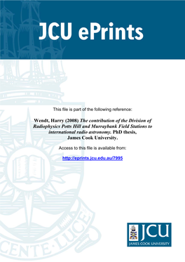 Contribution of the Division of Radiophysics Potts Hill Field