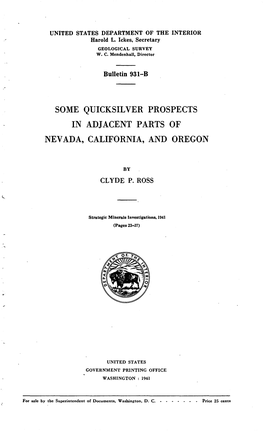 Some Quicksilver Prospects in Adjacent Parts of Nevada, California, and Oregon