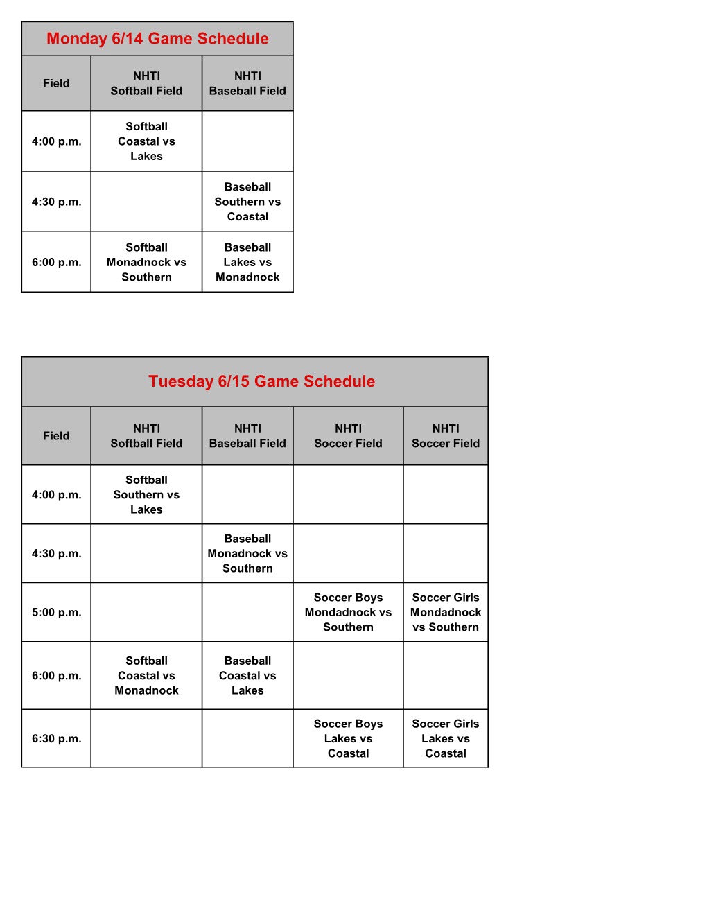 GSG Schedule 2021