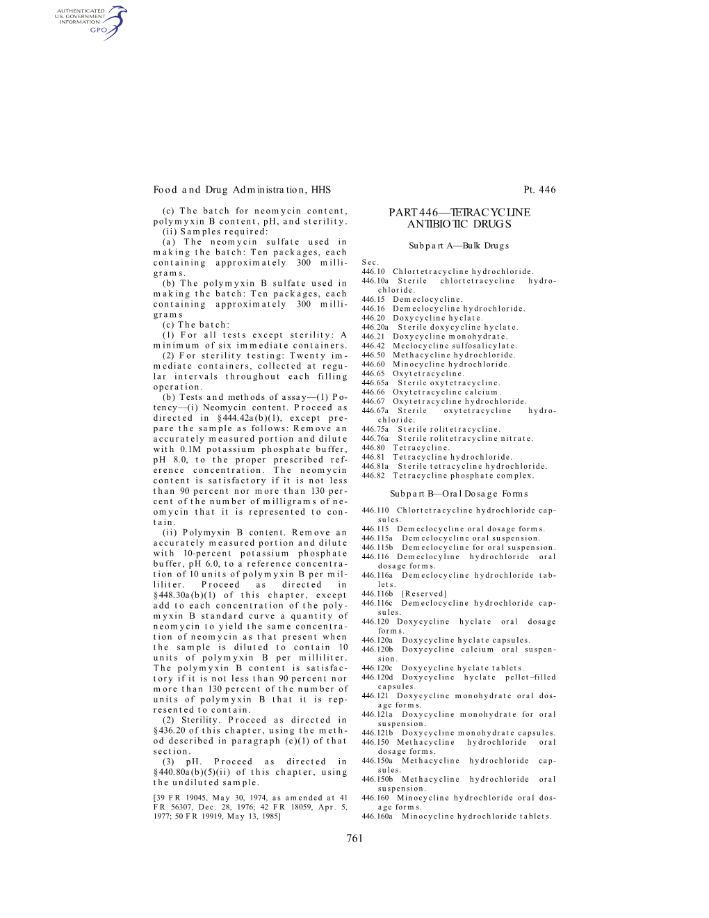 761 Part 446—Tetracycline Antibiotic Drugs