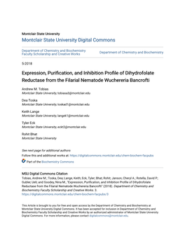 Expression, Purification, and Inhibition Profile of Dihydrofolate Reductase from the Filarial Nematode Wuchereria Bancrofti