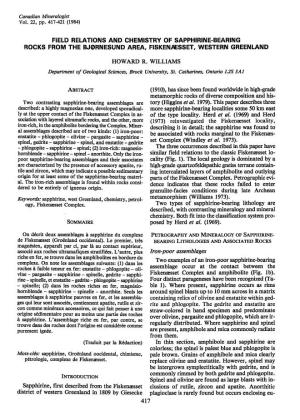 Field Relations and Chemistry of Sapphirine