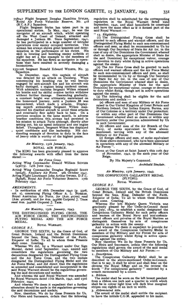 Supplement to the London Gazette, 15 January, 1943