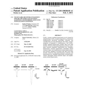 (12) Patent Application Publication (10) Pub. No.: US 2011/00284.18 A1 Parker Et Al