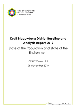 Draft Blaauwberg District Baseline and Analysis Report 2019 State of the Population and State of the Environment