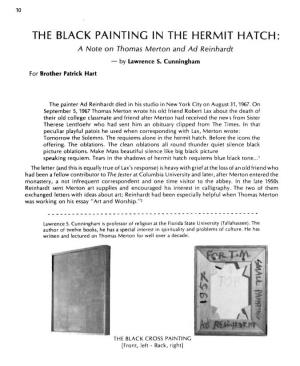 THE BLACK PAINTING in the HERMIT HATCH: a Note on Thomas Merton and Ad Reinhardt - by Lawrence S