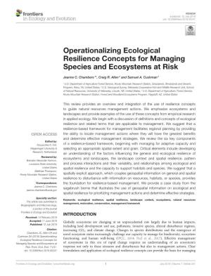 Operationalizing Ecological Resilience Concepts for Managing Species and Ecosystems at Risk