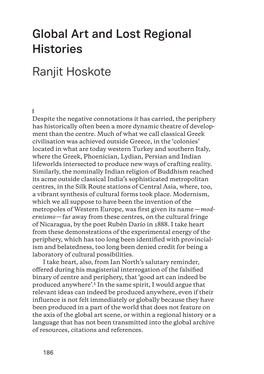 Global Art and Lost Regional Histories Ranjit Hoskote