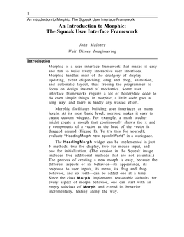 An Introduction to Morphic: the Squeak User Interface Framework an Introduction to Morphic: the Squeak User Interface Framework