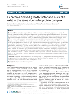 Hepatoma-Derived Growth Factor and Nucleolin Exist in the Same