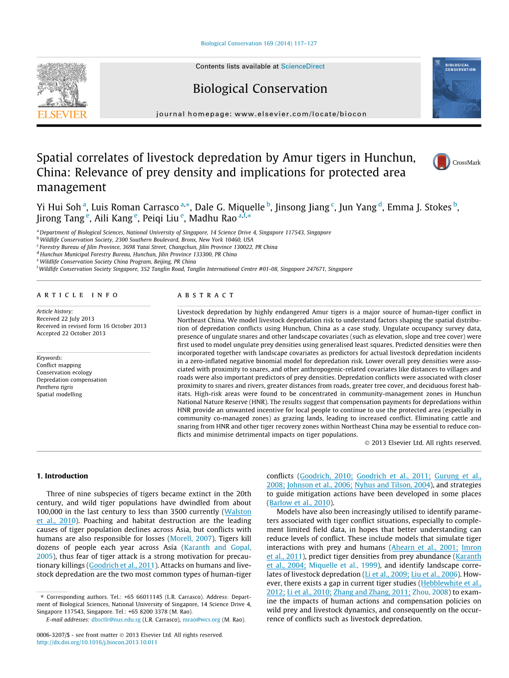 Spatial Correlates of Livestock Depredation by Amur Tigers In