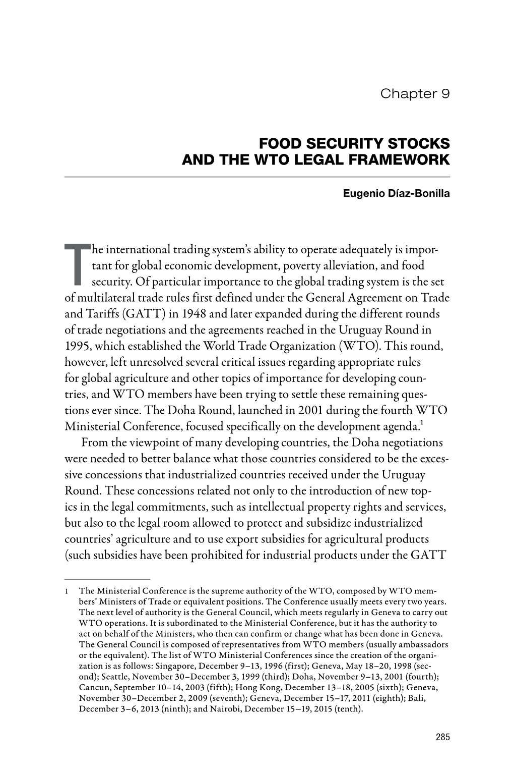 Food Security Stocks and the Wto Legal Framework