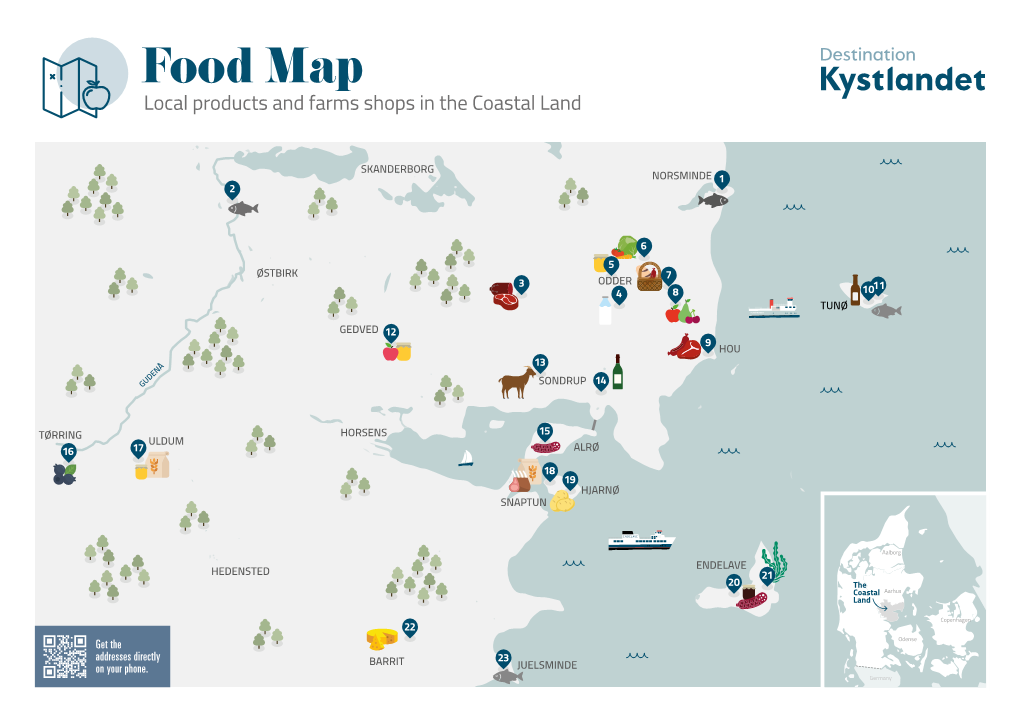 Foodlocal Products Map and Farms Shops in the Coastal Land