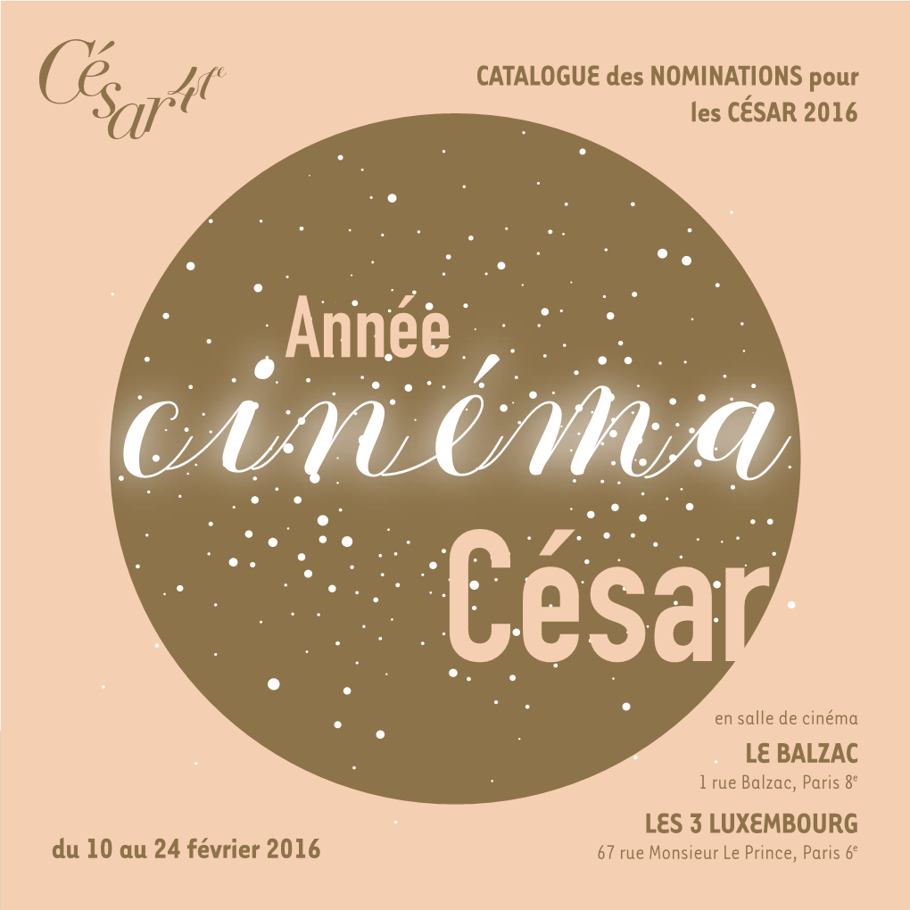 Télécharger Le Catalogue De L'année Cinéma César 2016