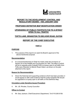 16Th JANUARY 2003 PROPOSED DEFINITIVE MAP MODIFICATION