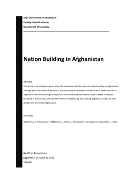 Nation Building in Afghanistan