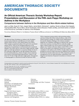 The Fifth Jack Pepys Workshop on Asthma in the Workplace Comparisons Between Asthma in the Workplace and Non–Work-Related Asthma Jean-Luc Malo, Susan M