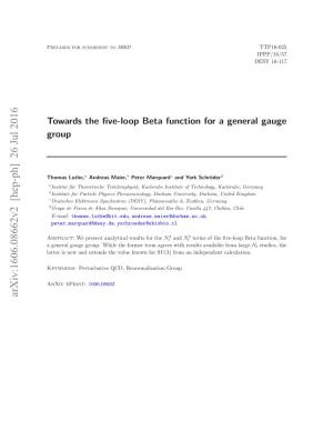 Towards the Five-Loop Beta Function for a General Gauge Group