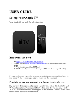 USER GUIDE Set up Your Apple TV