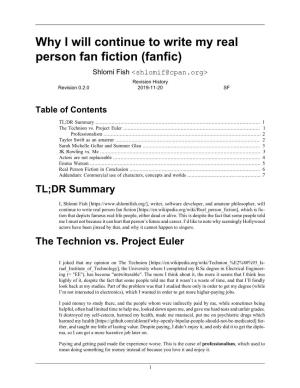 Why I Will Continue to Write My Real Person Fan Fiction (Fanfic)