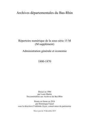 (M Supplément) Administration Générale Et Économie 1800-1870