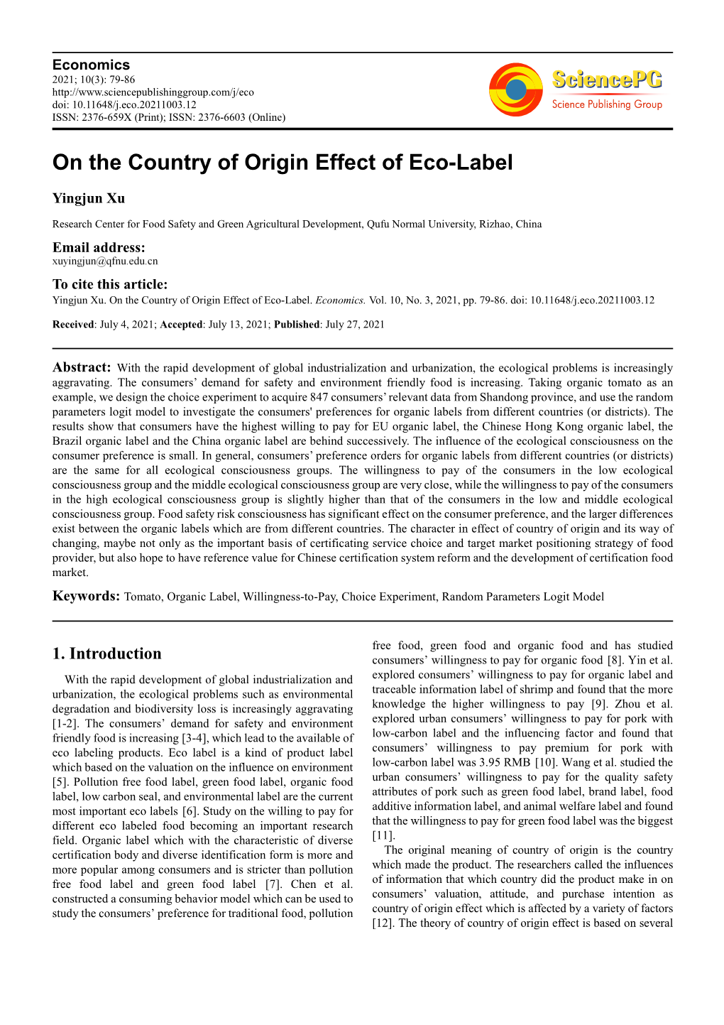 On the Country of Origin Effect of Eco-Label