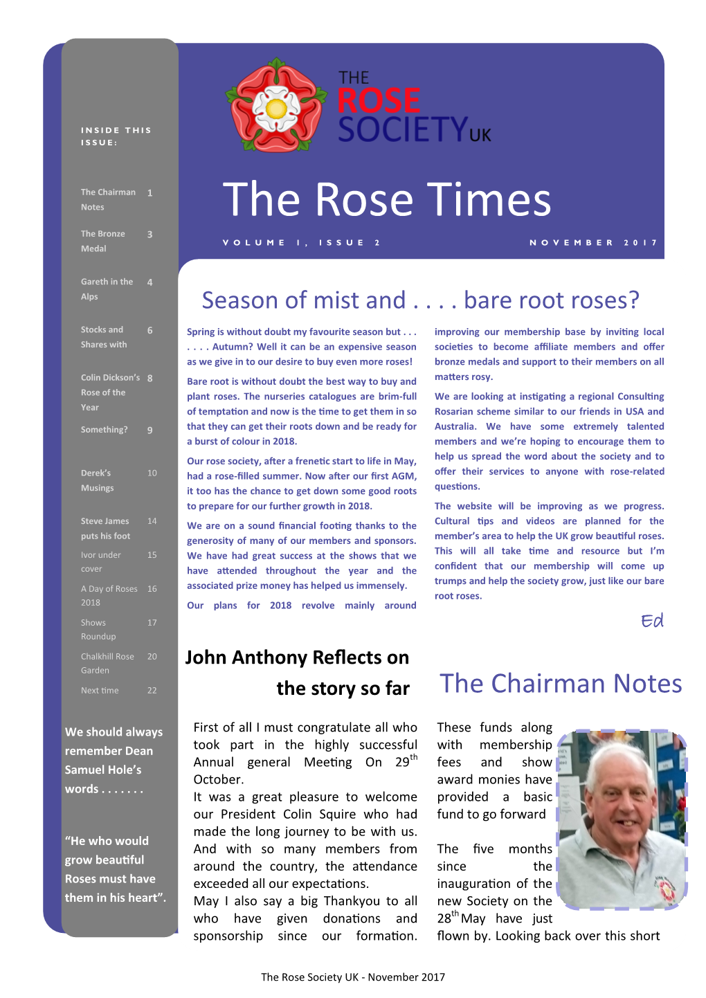 The Rose Times the Bronze 3 VOLUME 1, ISSUE 2 NOVEMBER 2017 Medal