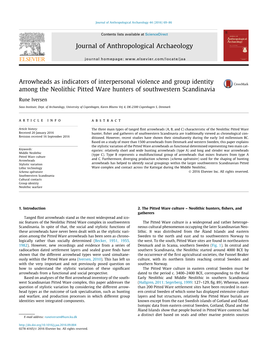 Arrowheads As Indicators of Interpersonal Violence and Group Identity Among the Neolithic Pitted Ware Hunters of Southwestern Scandinavia