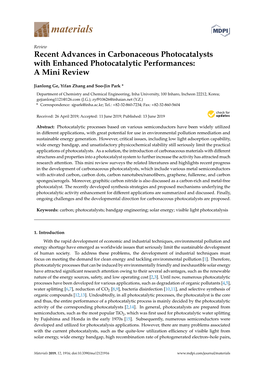 Recent Advances in Carbonaceous Photocatalysts with Enhanced Photocatalytic Performances: a Mini Review