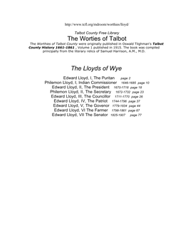 The Worties of Talbot the Lloyds of Wye