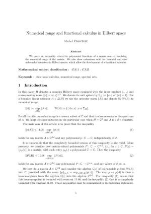 Numerical Range and Functional Calculus in Hilbert Space