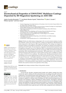 Electrochemical Properties of Tiwn/Tiwc Multilayer Coatings Deposited by RF-Magnetron Sputtering on AISI 1060