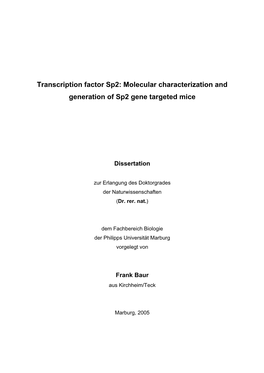 Molecular Characterization and Generation of Sp2 Gene Targeted Mice